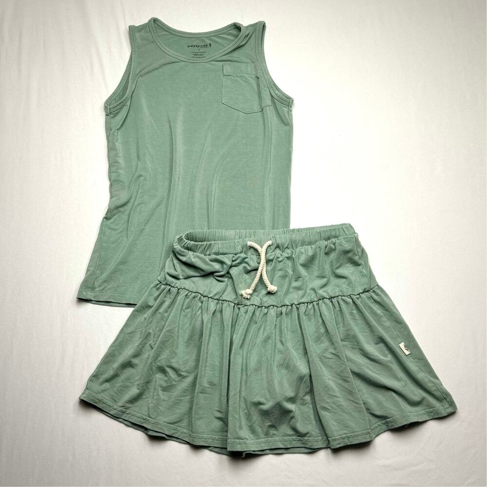 Babysprouts Bamboo Tank & Skirt Skort 2 Piece Set Sage Green Girl 6Y 6